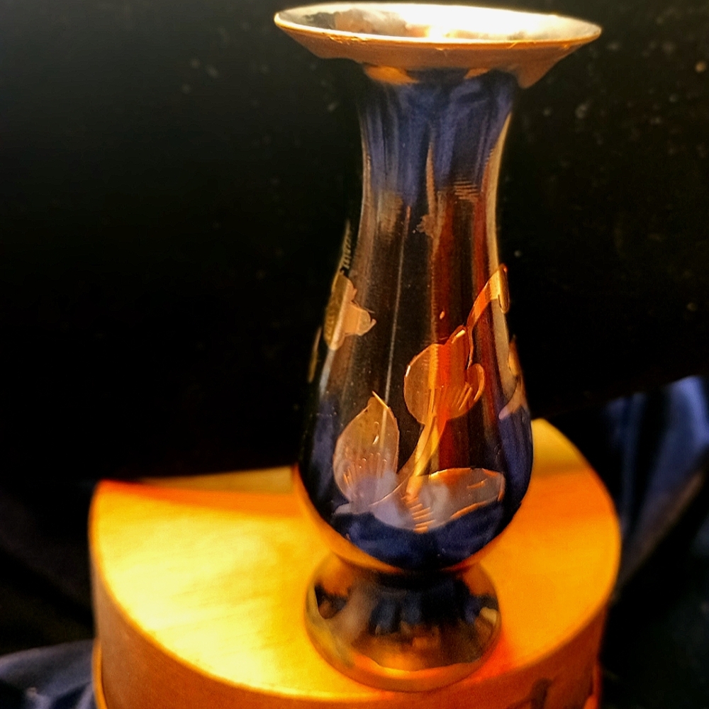 Elegant Blue and Gold Vase
